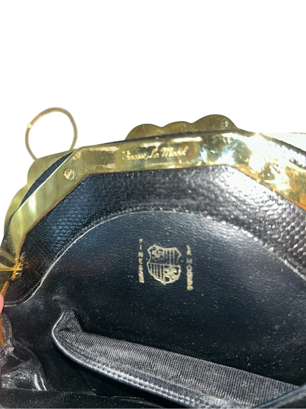 Finesse La Model Black Snakeskin Leather  Too Clutch Bag